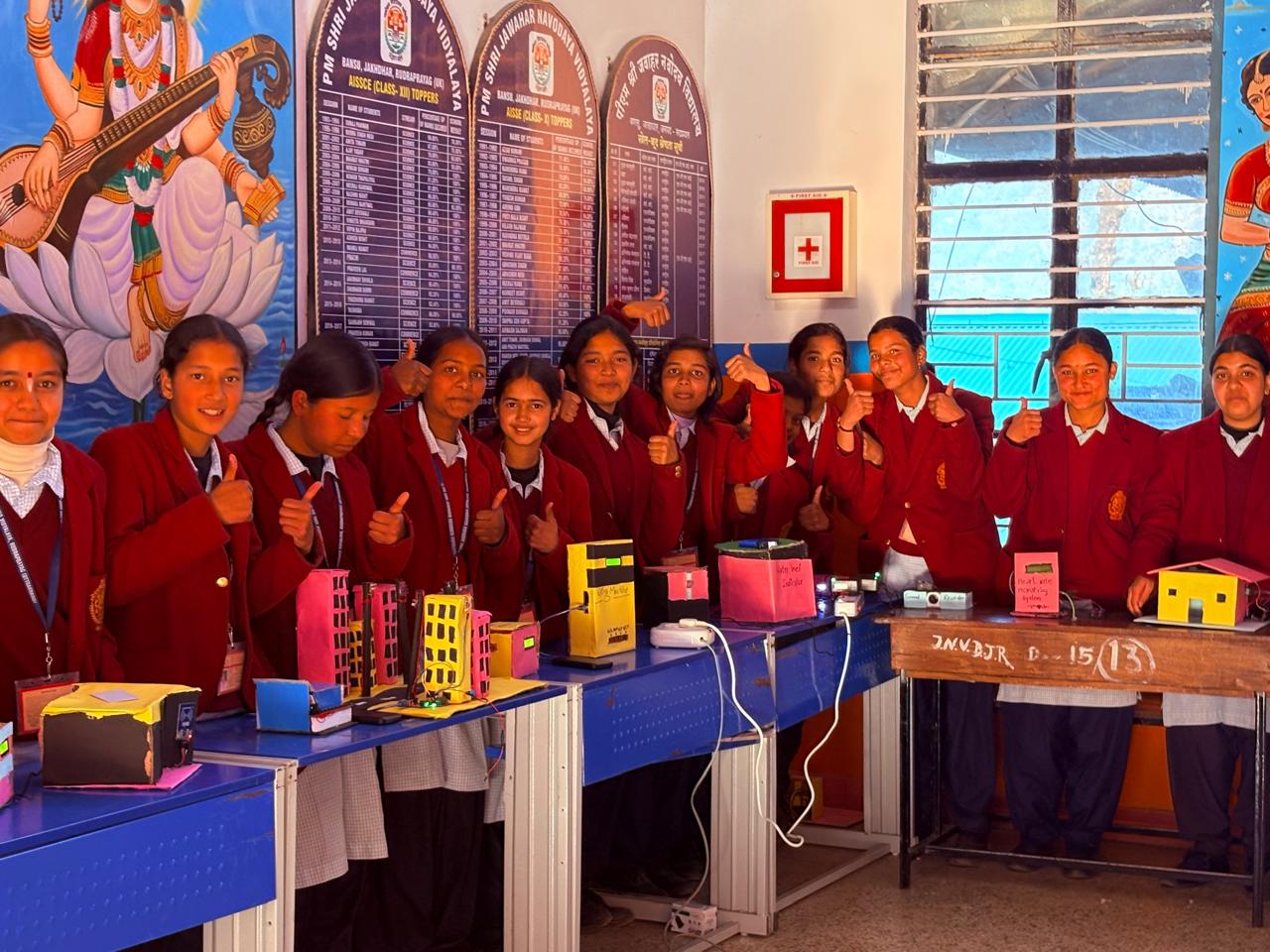 Students at a Relhan Innovation workshop or exhibition